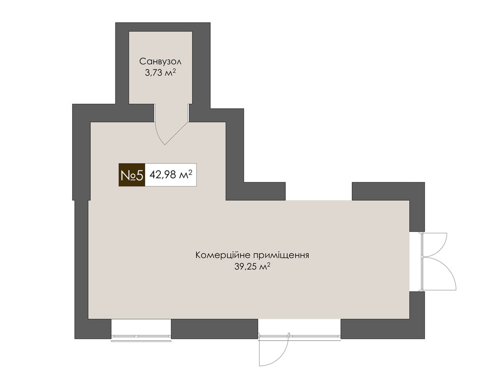 Планування квартири площею 42,76 м²