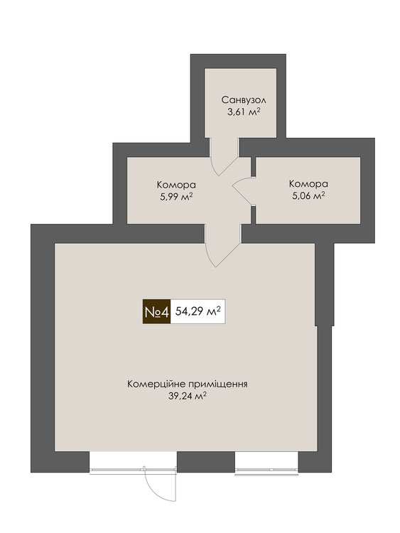 Планування квартири площею 53,68 м²
