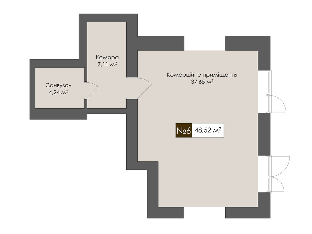 Планування квартири площею 49 м²