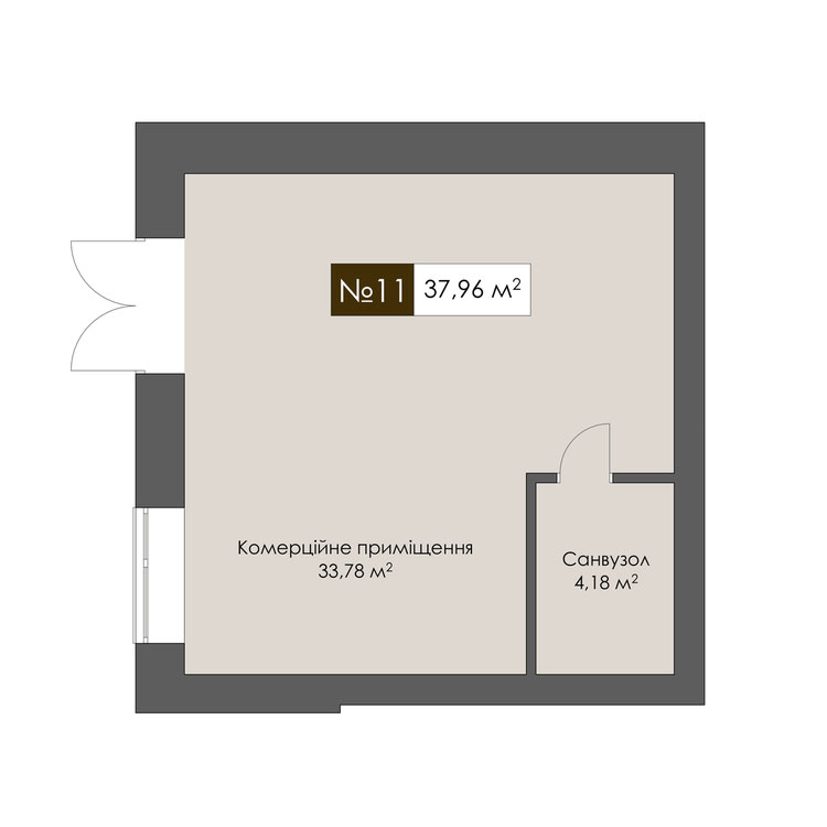 Планування квартири площею 37,96 м²